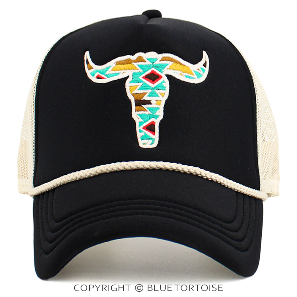 Cow Skull Aztec Meshback Ball Cap
