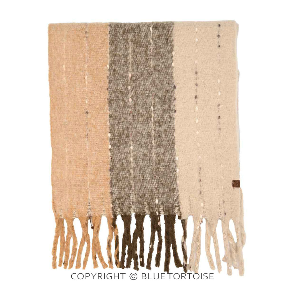 C.C Vertical Multi Color Wide Stripe Woven Winter Scarf