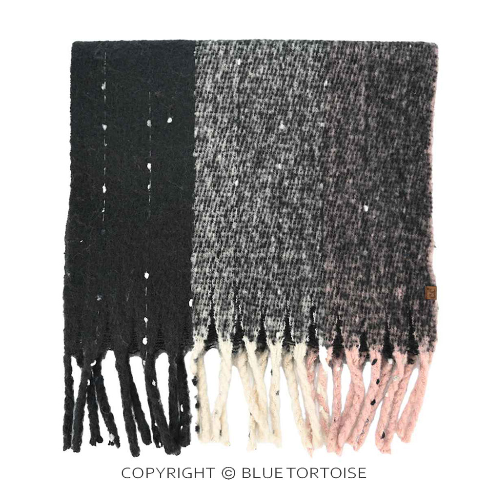 C.C Vertical Multi Color Wide Stripe Woven Winter Scarf