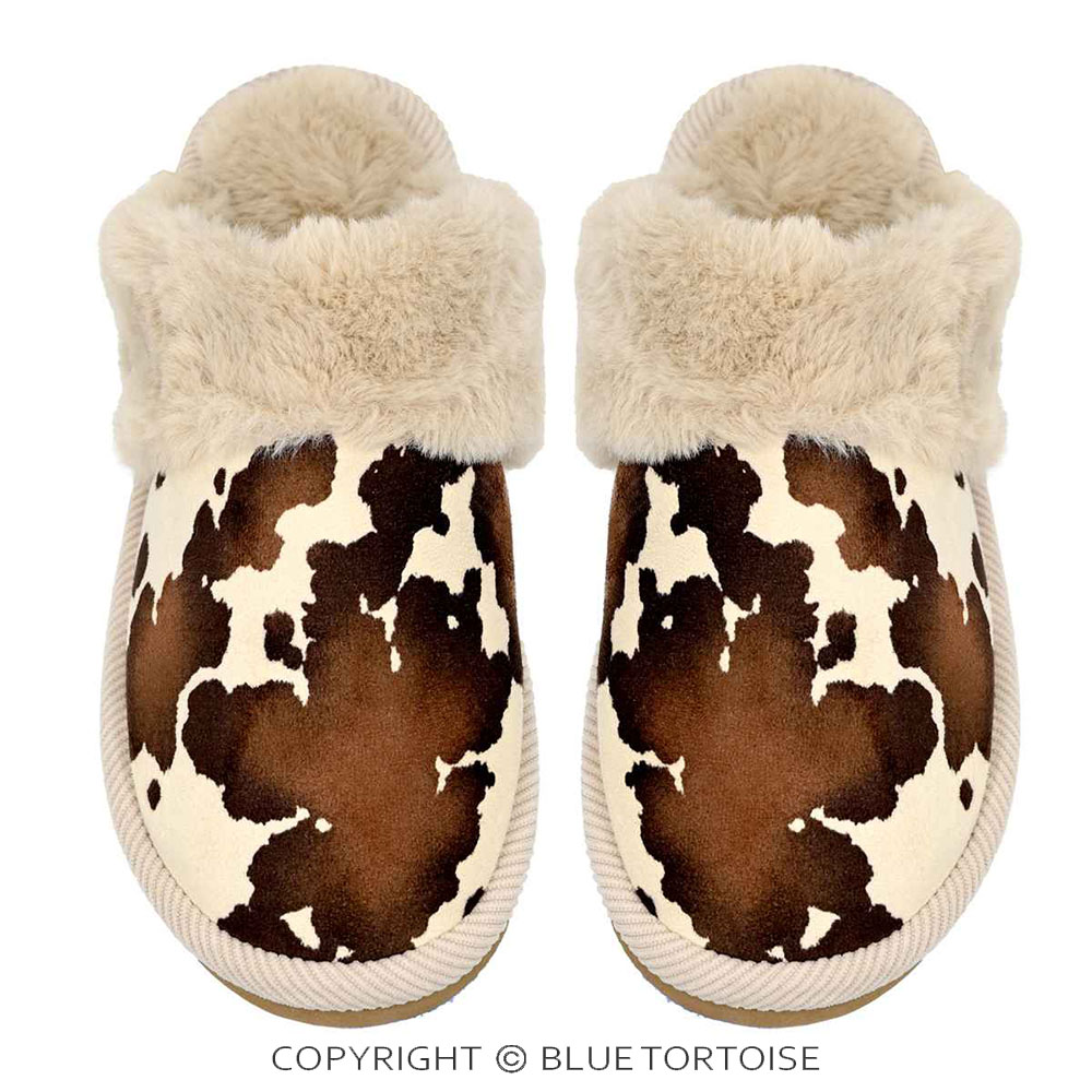 C.C Cow Faux Fur Cuff Winter Slippers