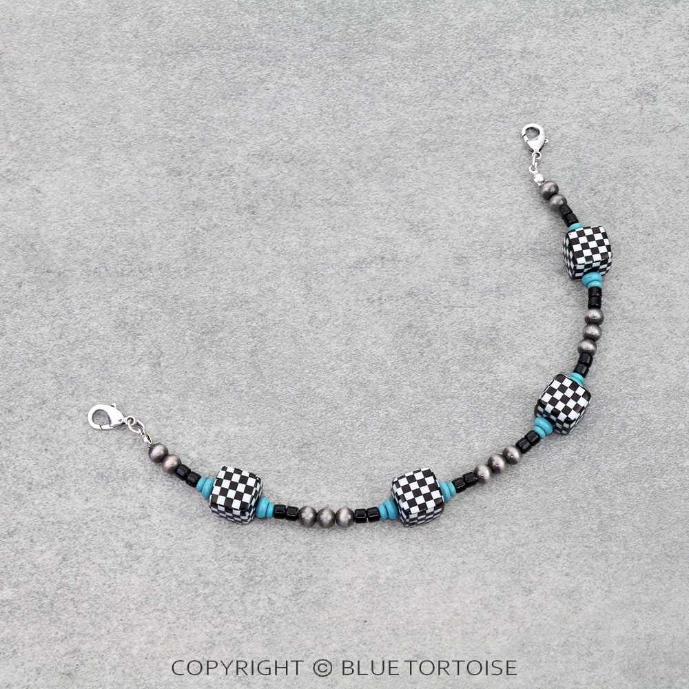 Navajo Style Pearl Checkerboard Hat Chain