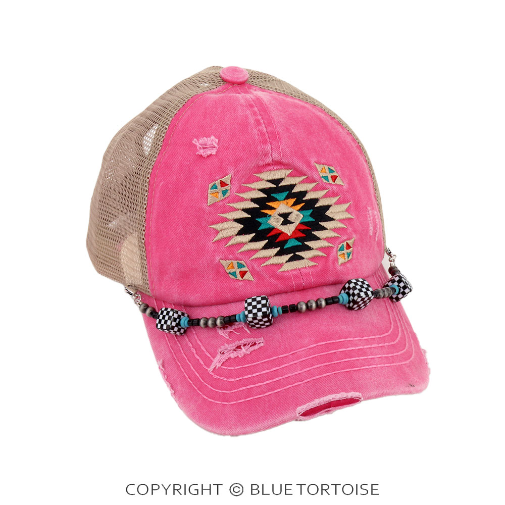 Navajo Style Pearl Checkerboard Hat Chain - Image 2