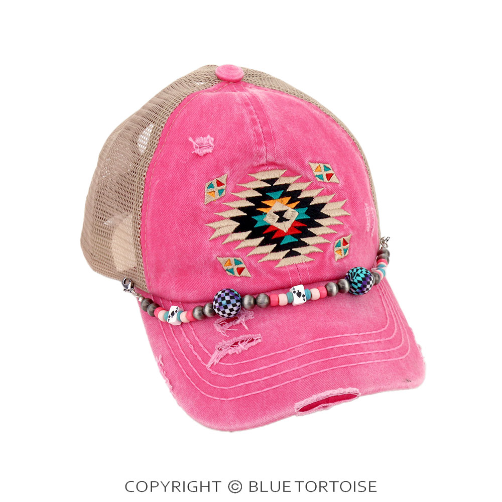 Navajo Style Pearl Card Checker Ball Hat Chain - Image 2
