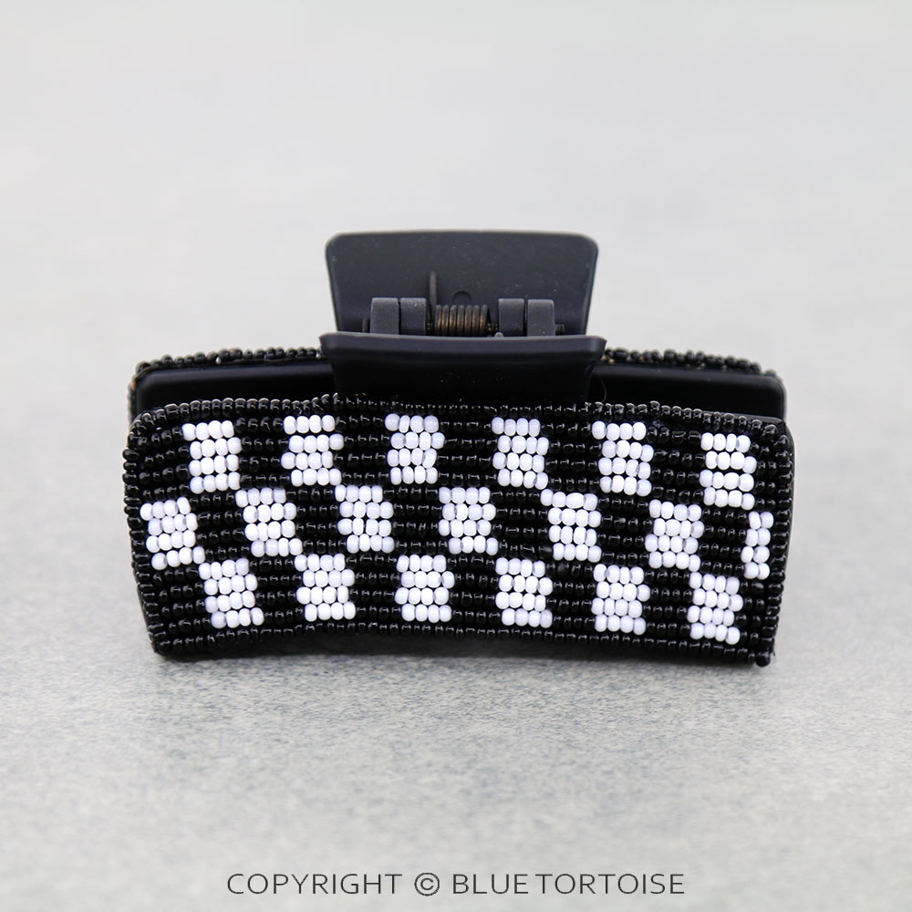 Seed Bead Checker Hair Claw Clip - Image 2