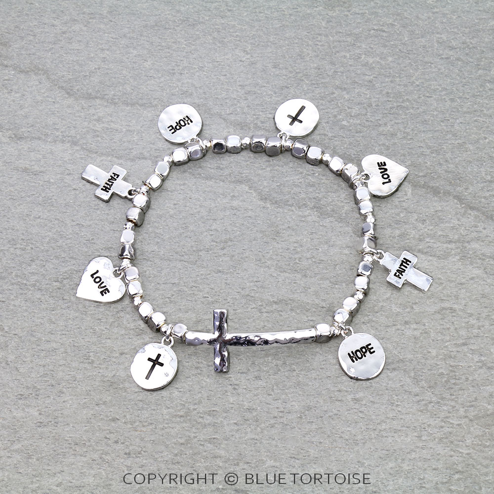 Message CCB Bead Stretch Bracelet - Faith Hope Love - Image 2