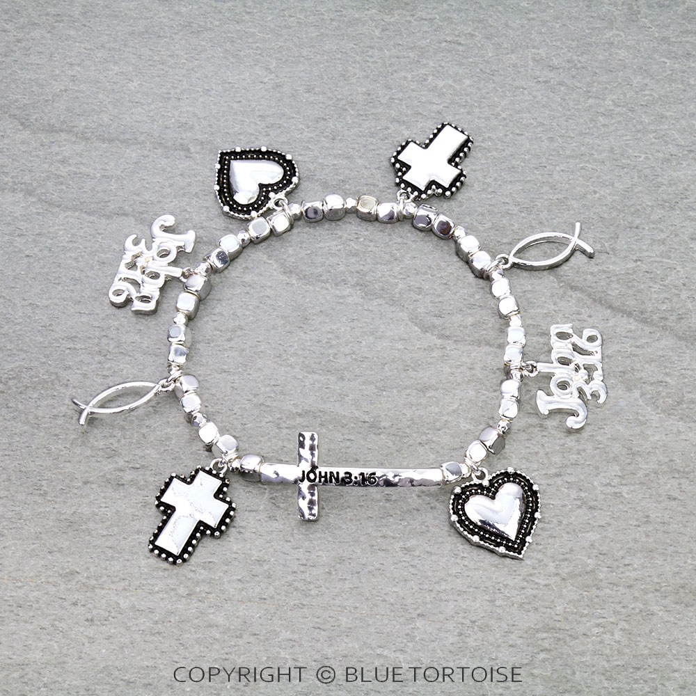Message CCB Bead Stretch Bracelet - John 3:16 - Image 2