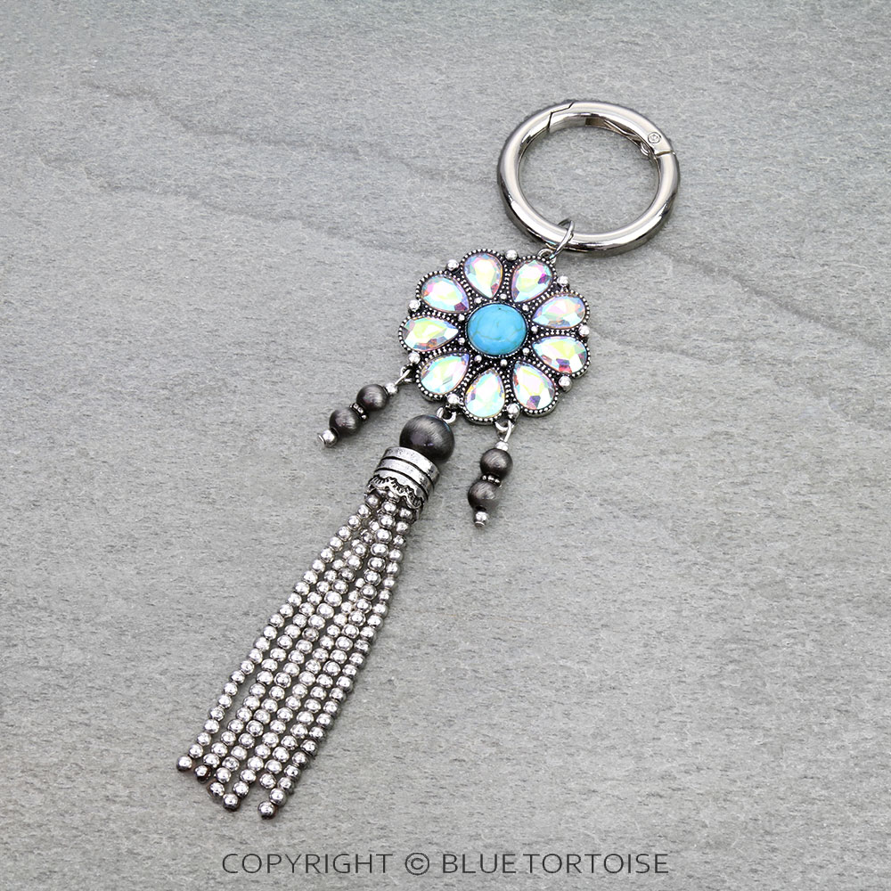 Western Concho w/ Bead Fringe Boot Charm & Key Chain