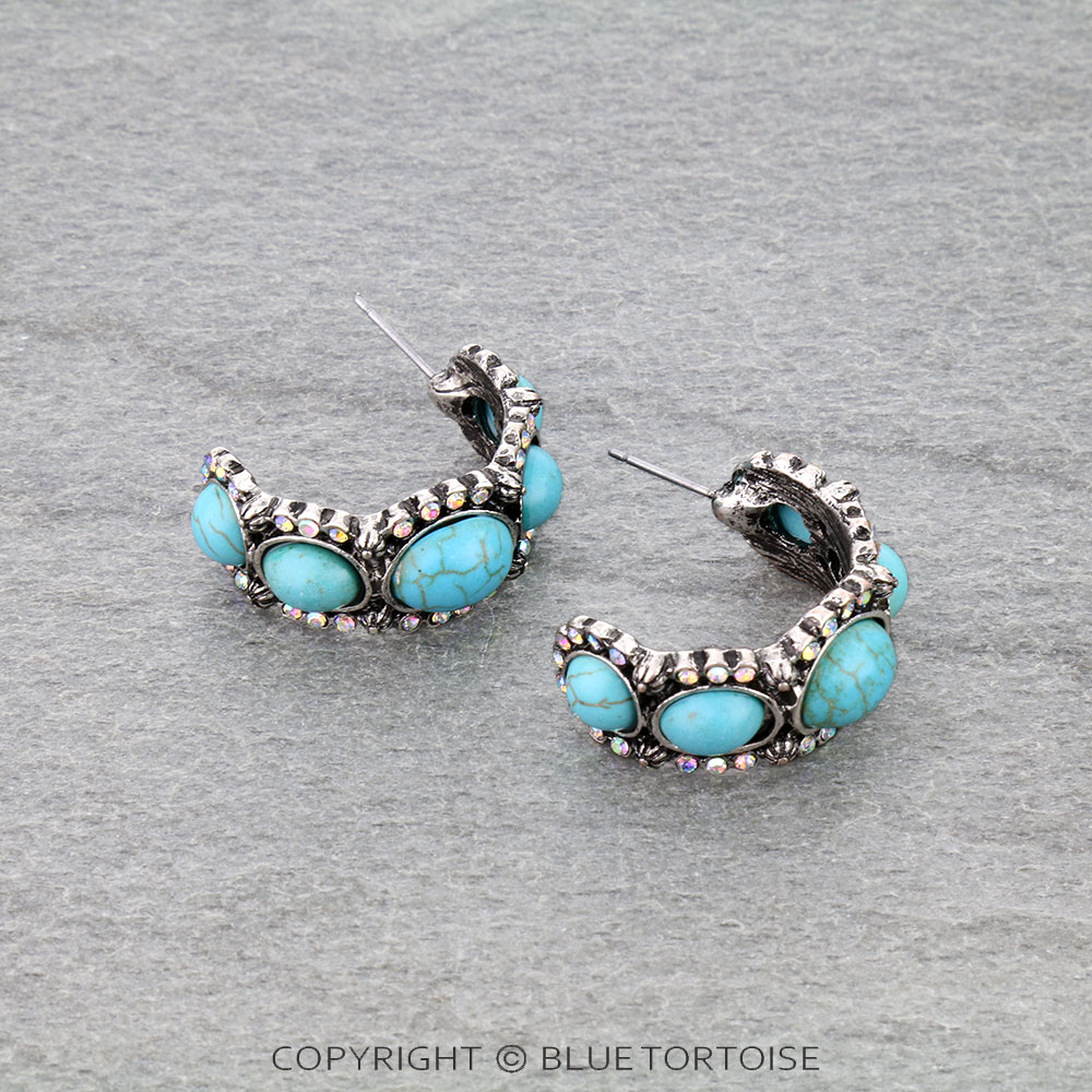 Western Stone Hoop Earrings