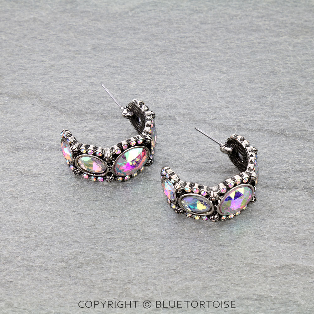 Western Stone Hoop Earrings