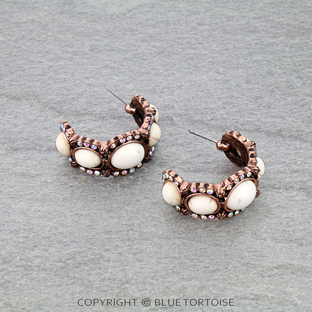 Western Stone Hoop Earrings