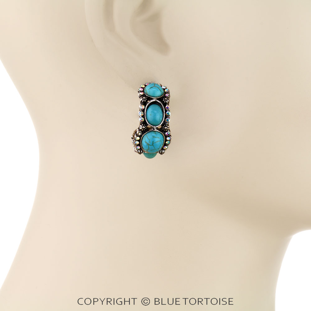 Western Stone Hoop Earrings - Image 2
