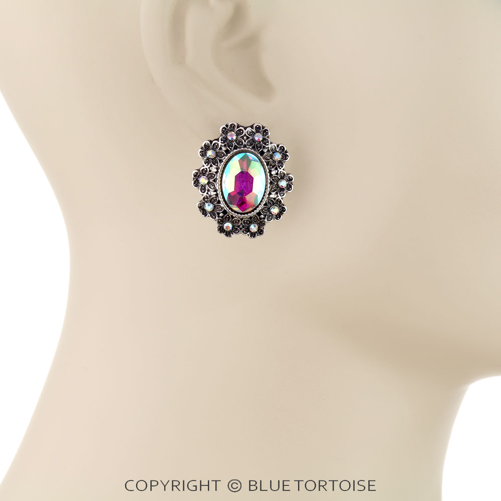Western Concho Stone Stud Earrings - Image 2