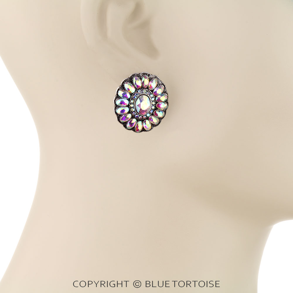 Western Concho Stone Stud Earrings - Image 2