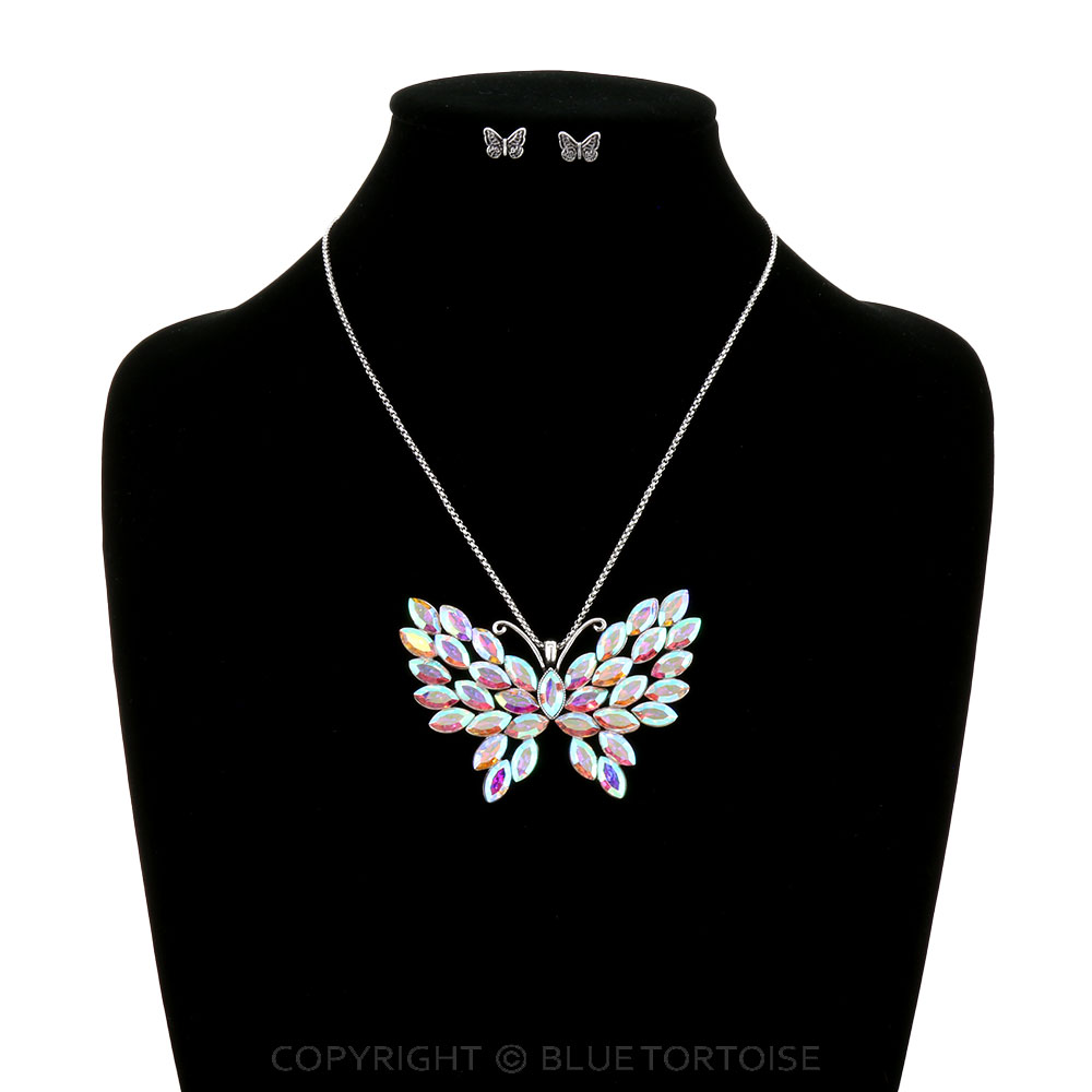 Butterfly Pendant Necklace Set - Image 2