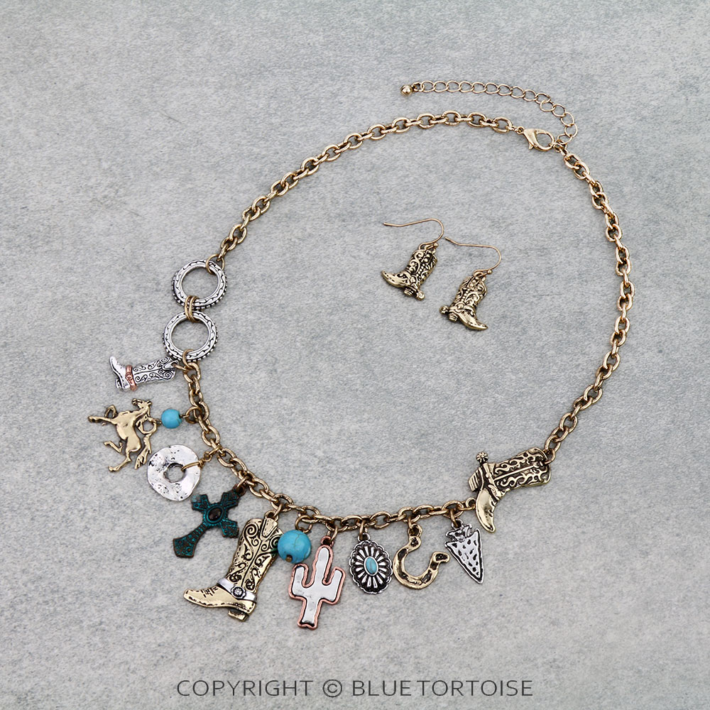 Western Style Charm Necklace Set