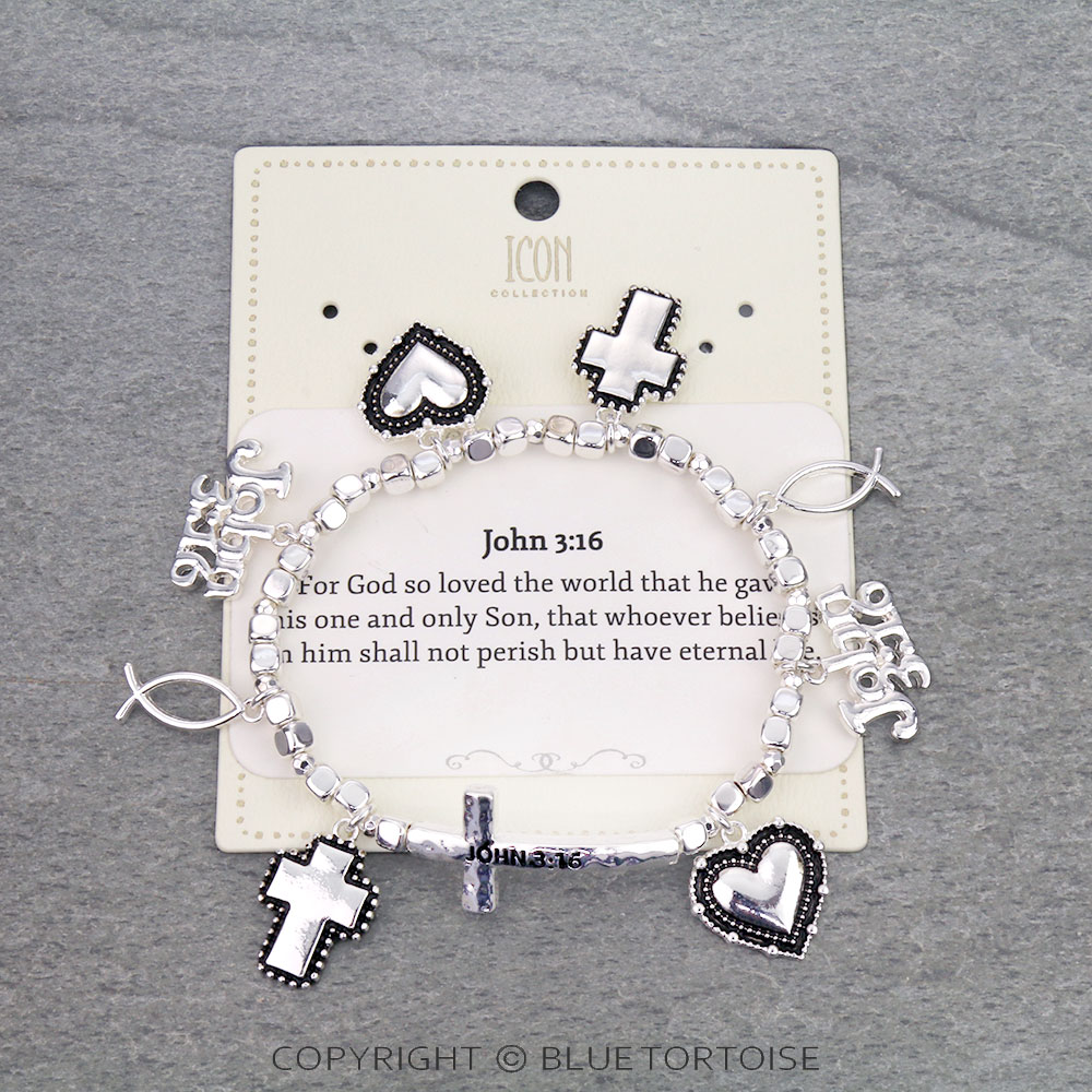 Message CCB Bead Stretch Bracelet - John 3:16