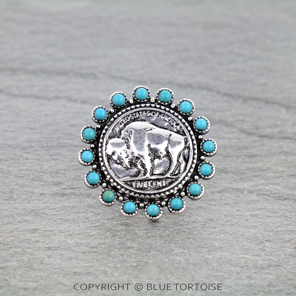 Western Buffalo Coin Cuff Ring