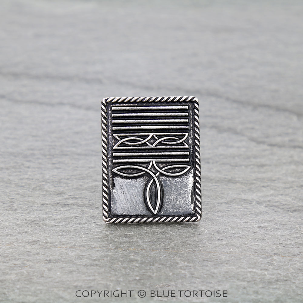 Western Boot Stitch Rectangle Cuff Ring