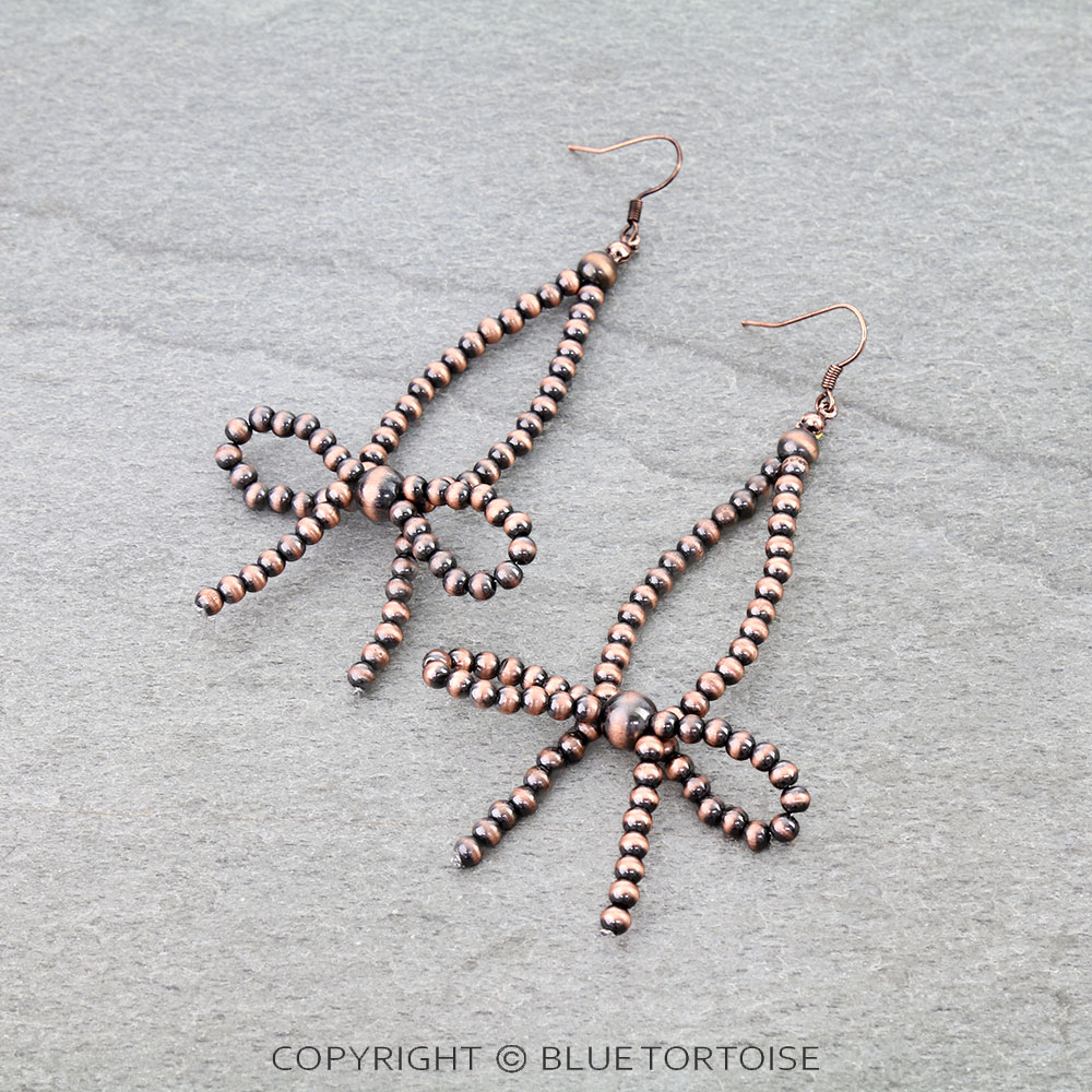 Navajo Style Pearl Bow Dangle Earrings