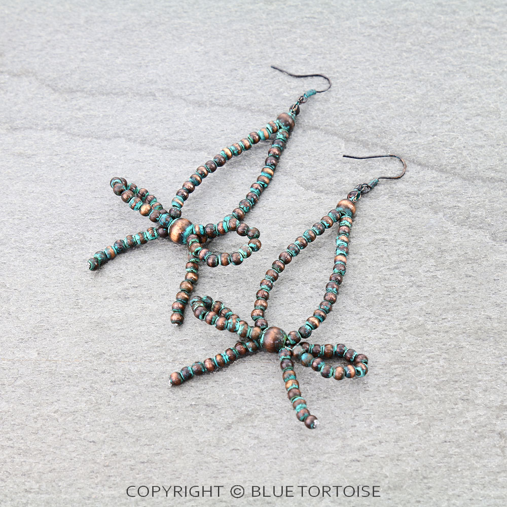 Navajo Style Pearl Bow Dangle Earrings