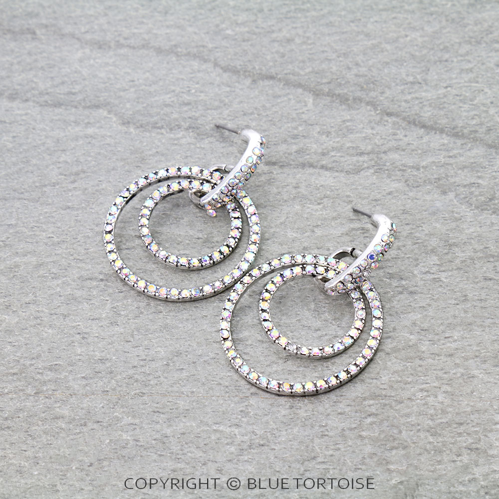 Western Double Round Hoop Stud Earrings
