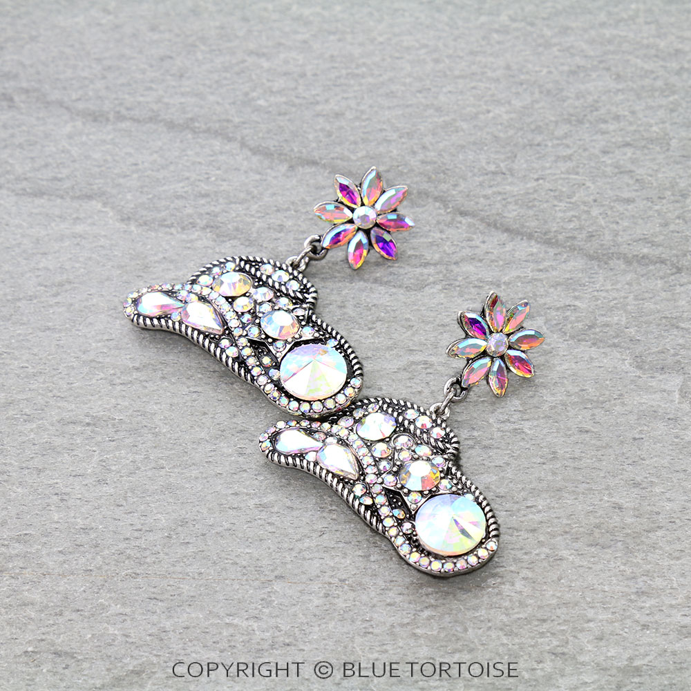 Western Cowboy Hat Stone Stud Earrings