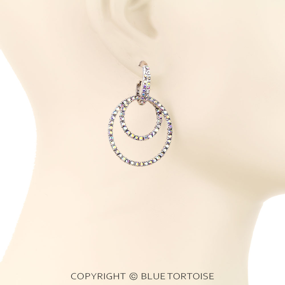 Western Double Round Hoop Stud Earrings - Image 2