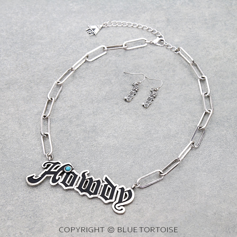 Western "Howdy" Chain Necklace Set