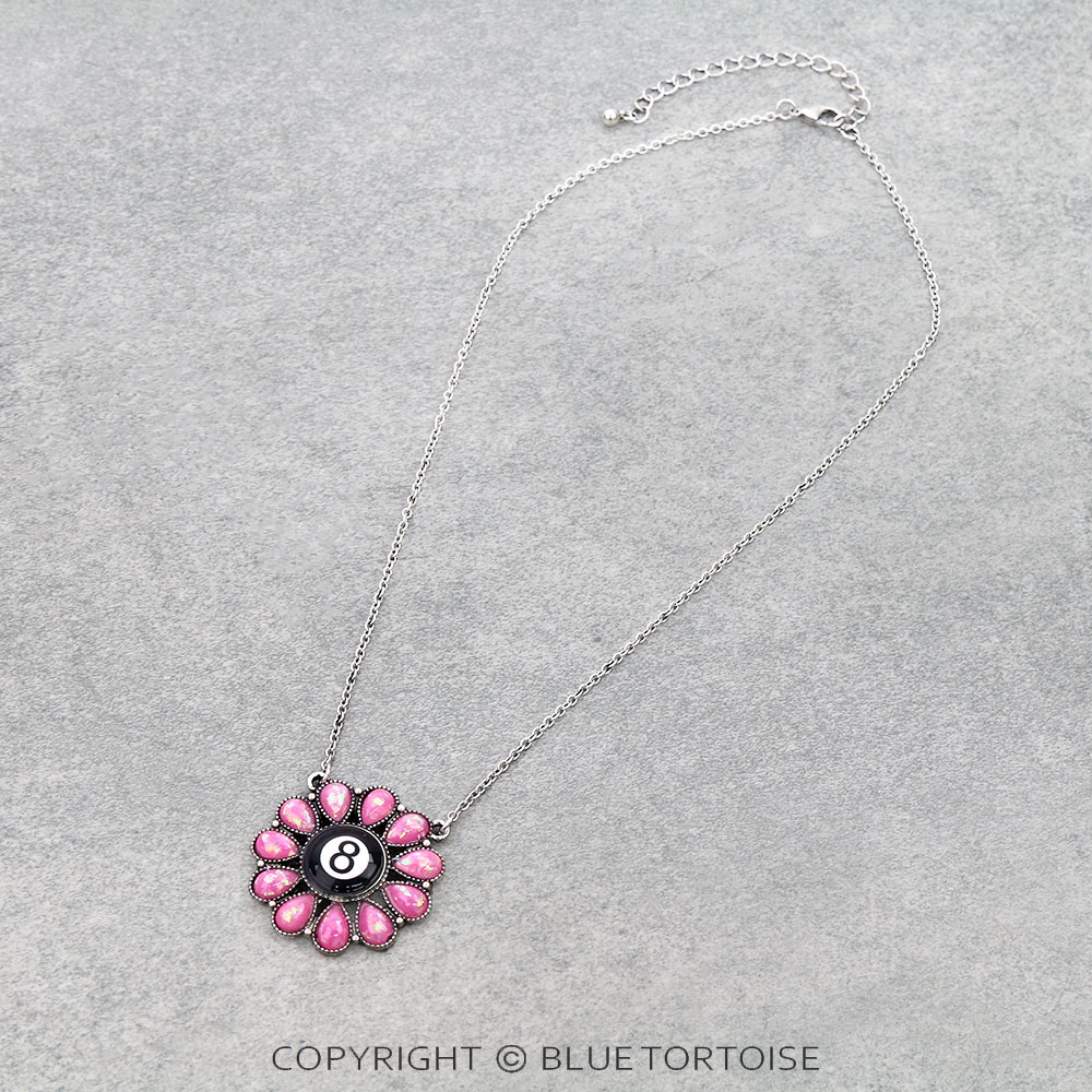 8 Ball Opal Stone Concho Necklace