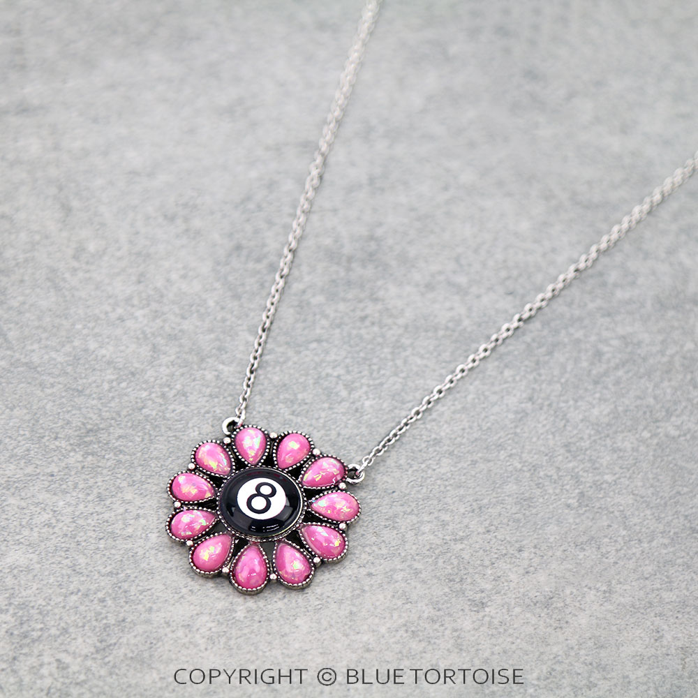 8 Ball Opal Stone Concho Necklace - Image 3