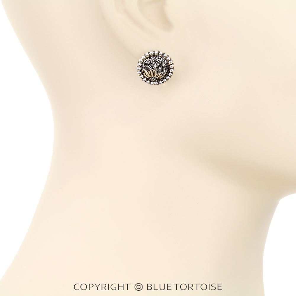 Filigree Sunflower Stud Earrings - Image 2
