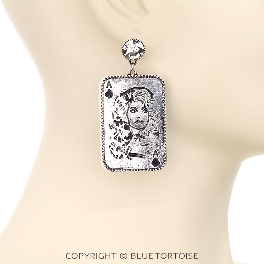 Card Theme Dolly Engraving Stud Earrings - Image 2