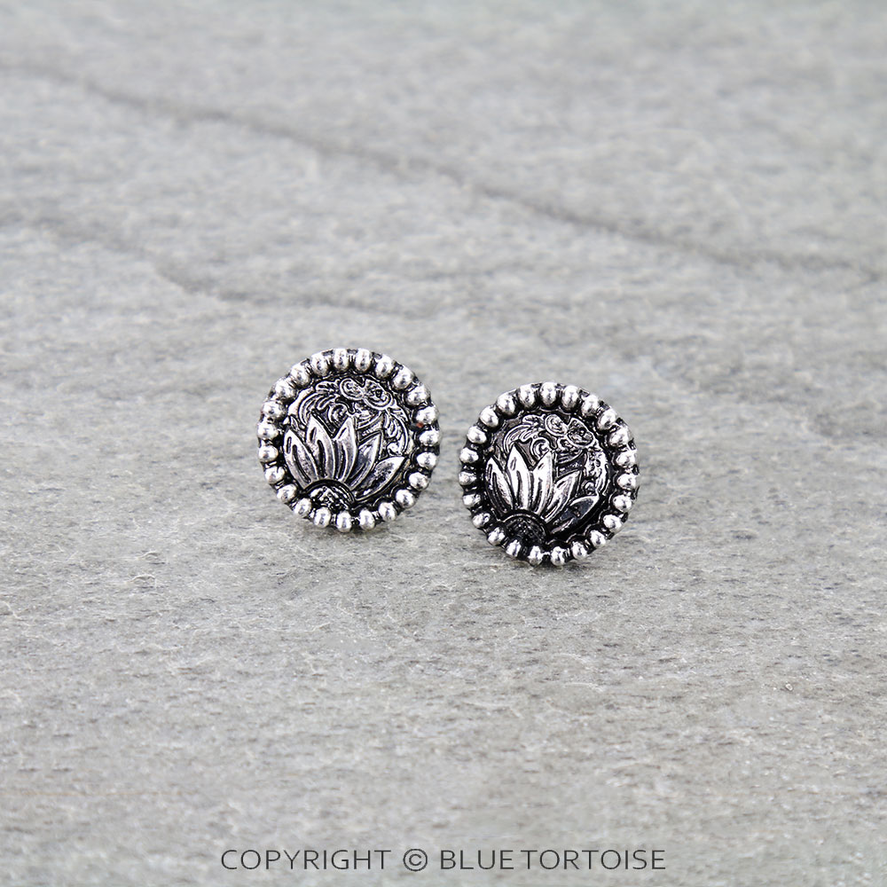 Filigree Sunflower Stud Earrings