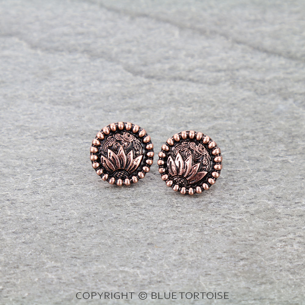 Filigree Sunflower Stud Earrings