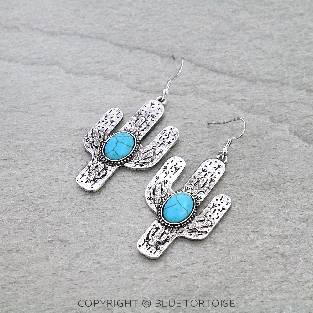 Western Cactus Dangle Earrings