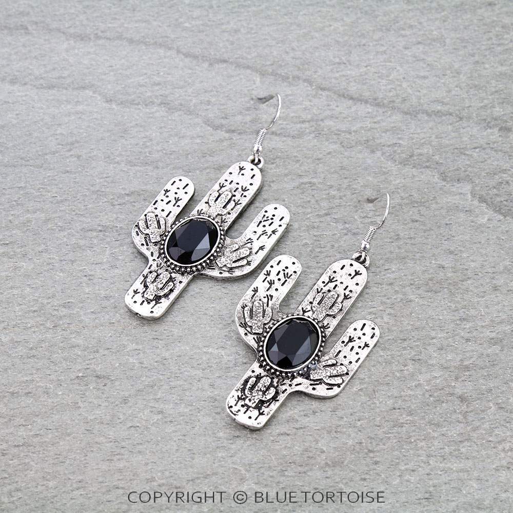 Western Cactus Dangle Earrings
