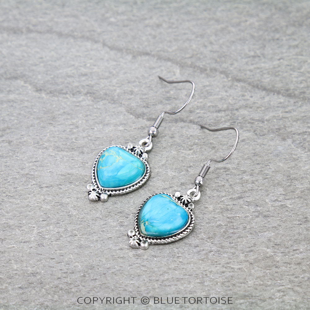 Heart Shape Imperial Stone Dangle Earrings
