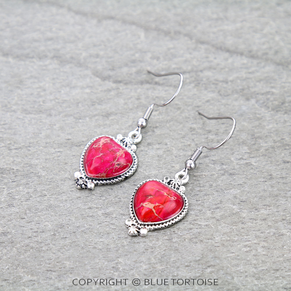 Heart Shape Imperial Stone Dangle Earrings