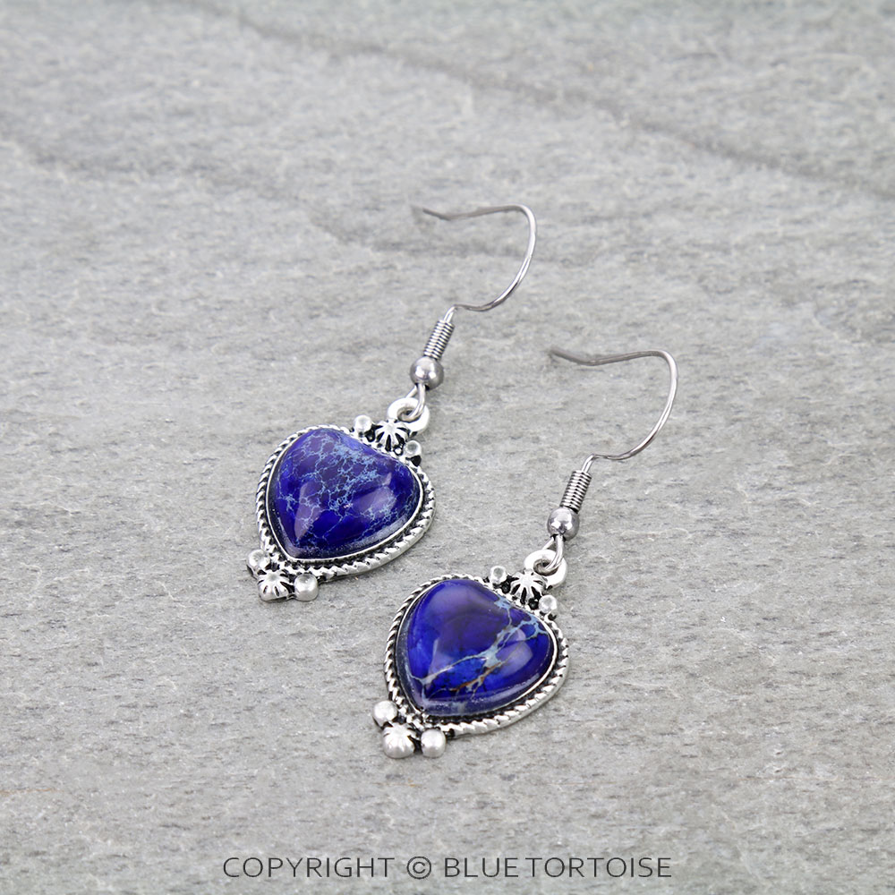 Heart Shape Imperial Stone Dangle Earrings