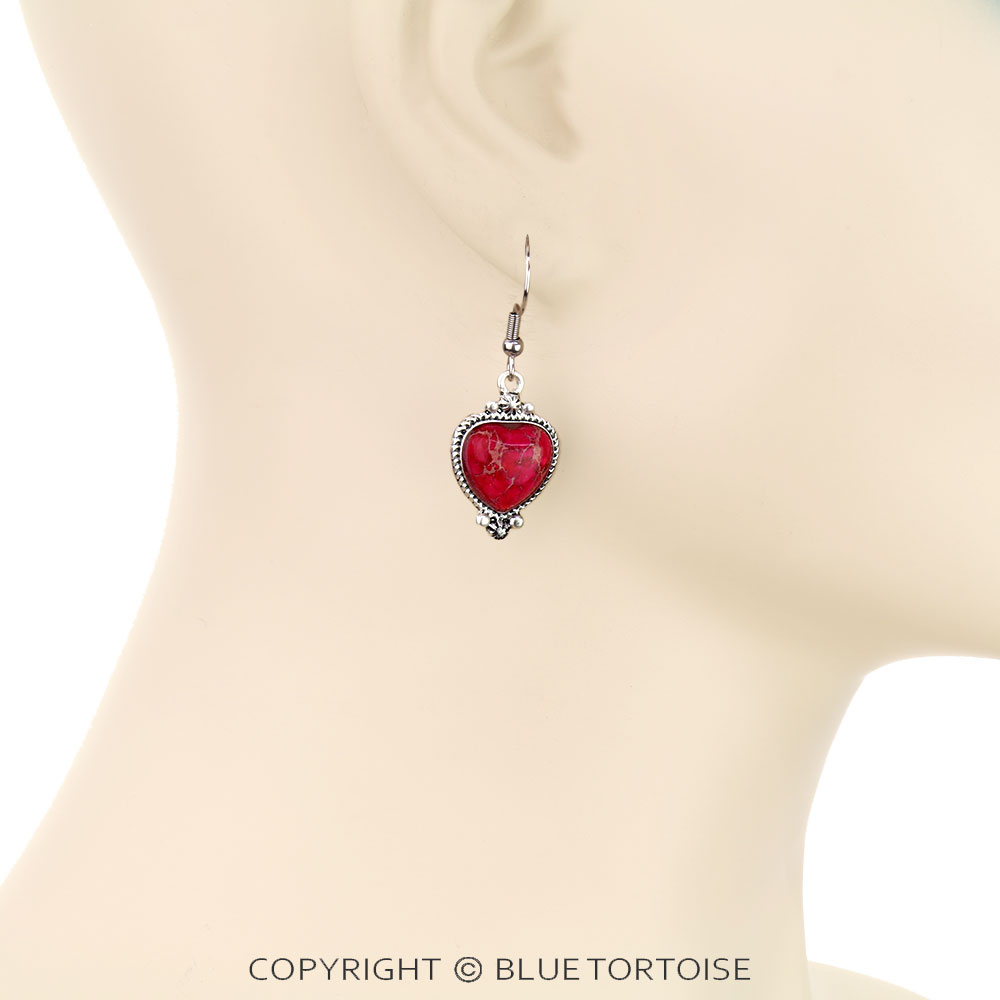 Heart Shape Imperial Stone Dangle Earrings - Image 2
