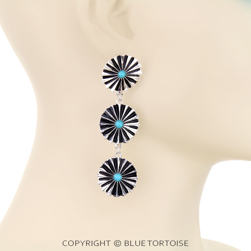 Western Concho Drop Stud Earrings - Image 2