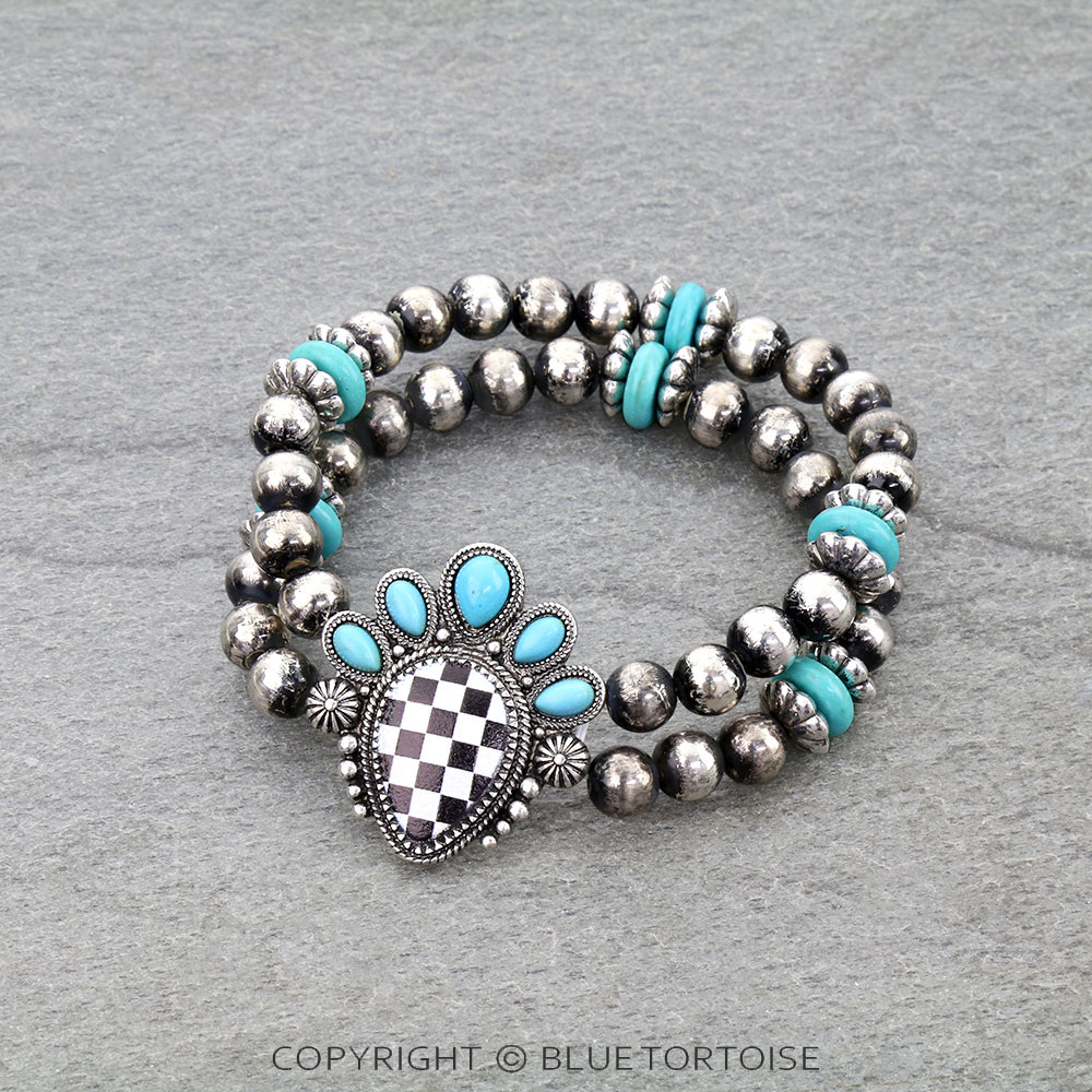 Western Teardrop Checker Board Stackable Bracelets