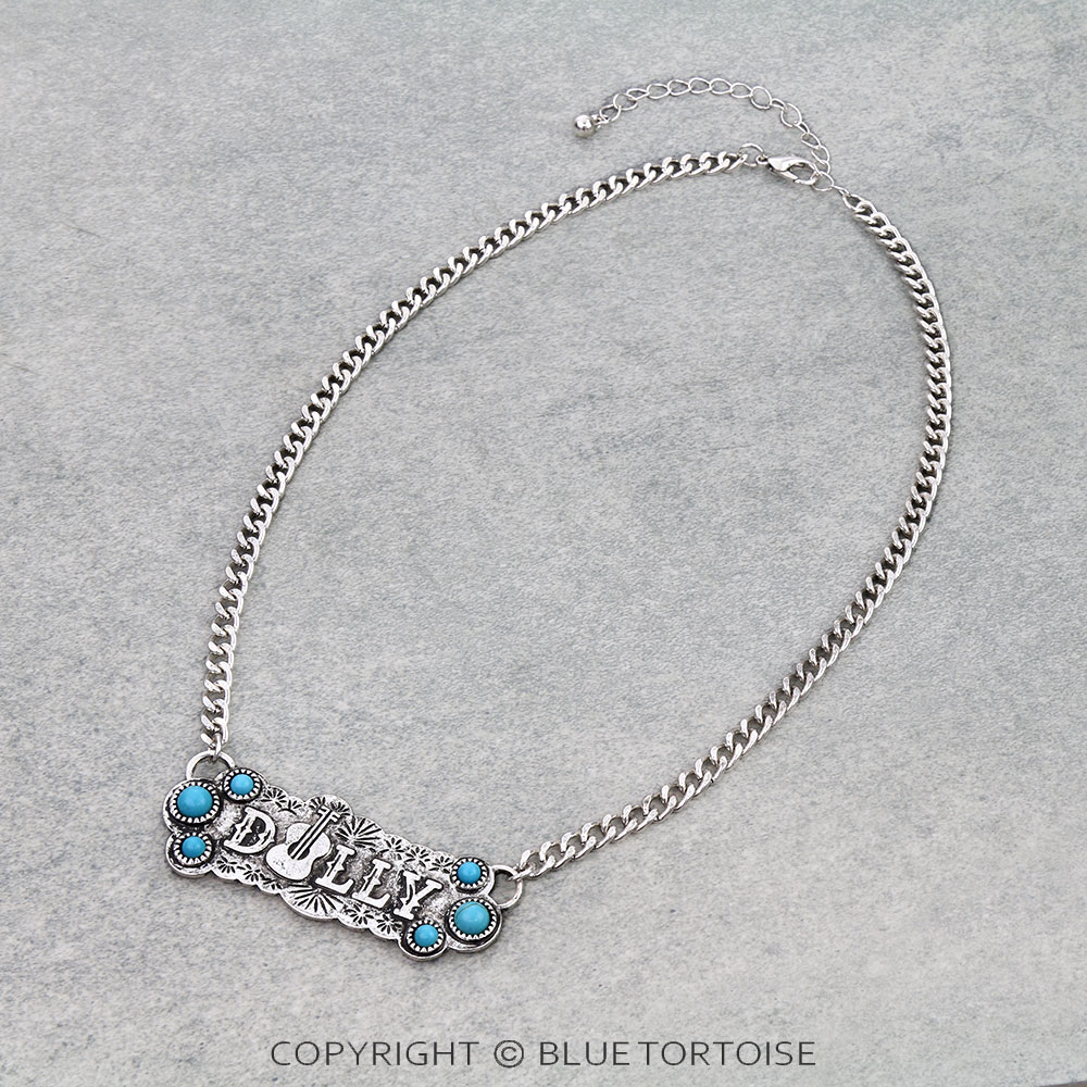 Western Dolly Guitar Metal Necklace