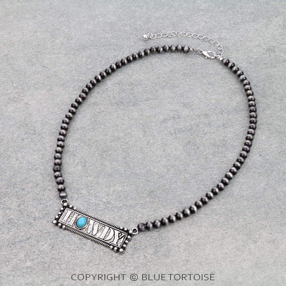 Western HOWDY Bar Necklace