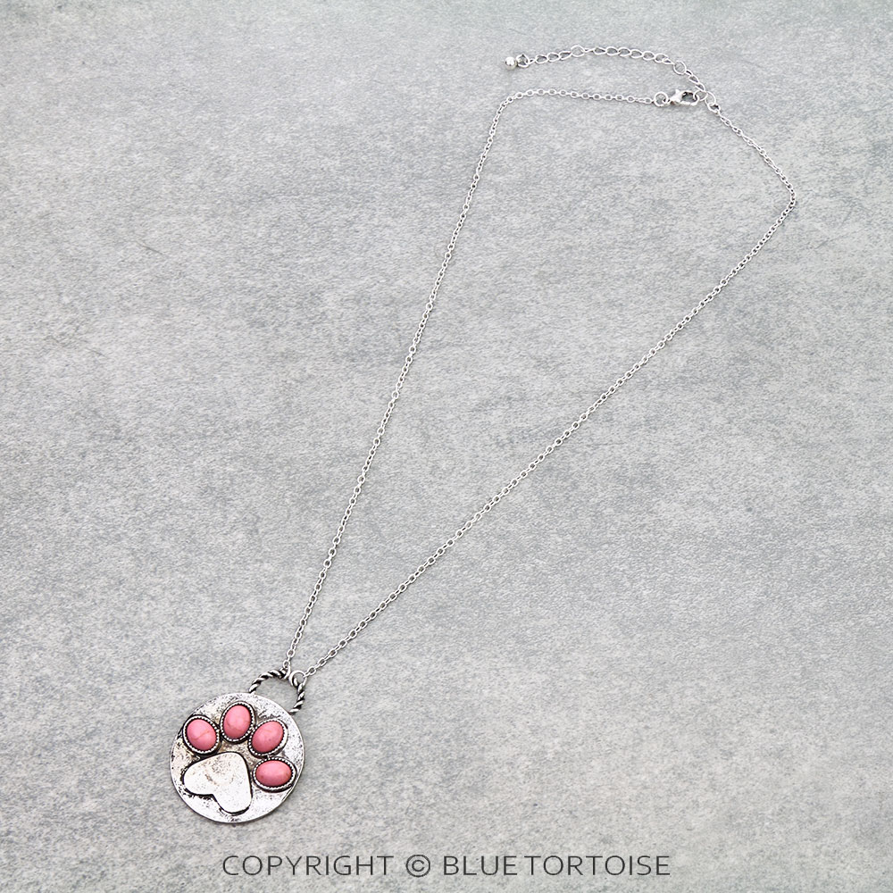 Paw Print Metal Necklace