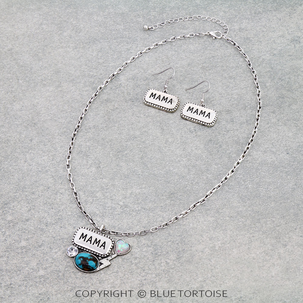 Mixed Stone MAMA Necklace Set