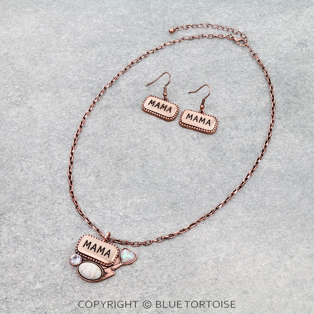 Mixed Stone MAMA Necklace Set
