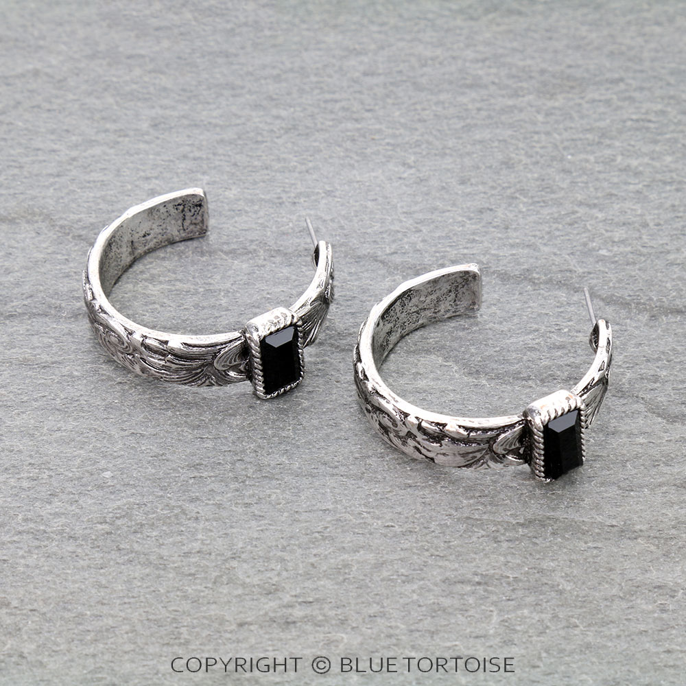 Western Rhinestone Hoop Earrings