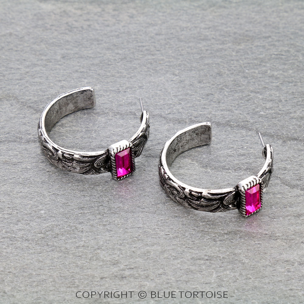 Western Rhinestone Hoop Earrings