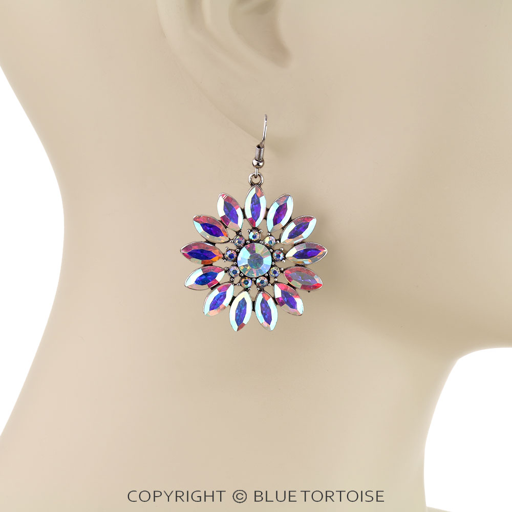 Western Flower Stone Dangle Earrings - Image 2